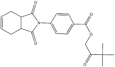 3,3-dimethyl-2-oxobutyl 4-(1,3-dioxo-1,3,3a,4,7,7a-hexahydro-2H-isoindol-2-yl)benzoate Struktur