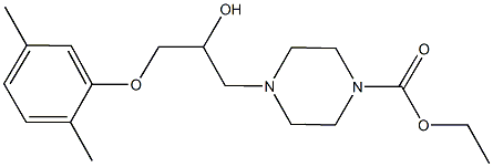 ethyl 4-[3-(2,5-dimethylphenoxy)-2-hydroxypropyl]-1-piperazinecarboxylate Struktur