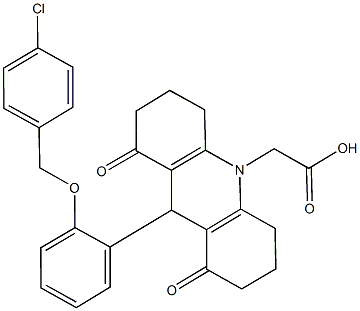 (9-{2-[(4-chlorobenzyl)oxy]phenyl}-1,8-dioxo-2,3,4,5,6,7,8,9-octahydro-10(1H)-acridinyl)acetic acid Struktur