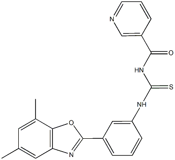 N-[3-(5,7-dimethyl-1,3-benzoxazol-2-yl)phenyl]-N'-(3-pyridinylcarbonyl)thiourea Struktur