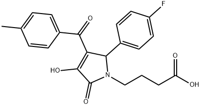 4-[2-(4-fluorophenyl)-4-hydroxy-3-(4-methylbenzoyl)-5-oxo-2,5-dihydro-1H-pyrrol-1-yl]butanoic acid Struktur