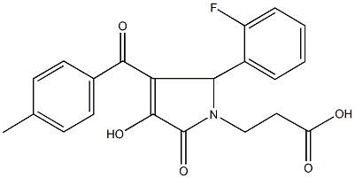 3-[2-(2-fluorophenyl)-4-hydroxy-3-(4-methylbenzoyl)-5-oxo-2,5-dihydro-1H-pyrrol-1-yl]propanoic acid Struktur