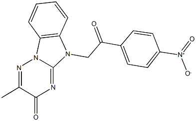 5-(2-{4-nitrophenyl}-2-oxoethyl)-2-methyl[1,2,4]triazino[2,3-a]benzimidazol-3(5H)-one Struktur