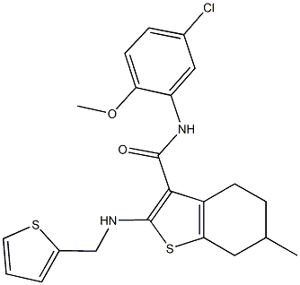 N-(5-chloro-2-methoxyphenyl)-6-methyl-2-[(2-thienylmethyl)amino]-4,5,6,7-tetrahydro-1-benzothiophene-3-carboxamide Struktur