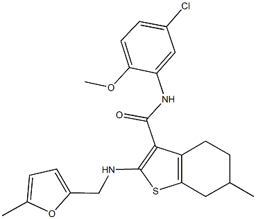 N-(5-chloro-2-methoxyphenyl)-6-methyl-2-{[(5-methyl-2-furyl)methyl]amino}-4,5,6,7-tetrahydro-1-benzothiophene-3-carboxamide Struktur