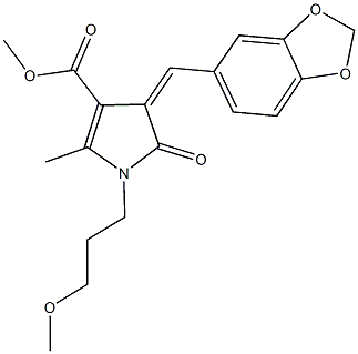 methyl 4-(1,3-benzodioxol-5-ylmethylene)-1-(3-methoxypropyl)-2-methyl-5-oxo-4,5-dihydro-1H-pyrrole-3-carboxylate Struktur