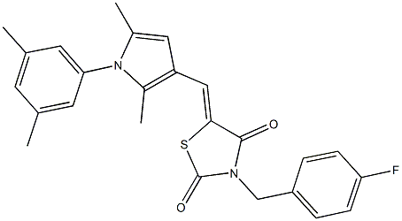 5-{[1-(3,5-dimethylphenyl)-2,5-dimethyl-1H-pyrrol-3-yl]methylene}-3-(4-fluorobenzyl)-1,3-thiazolidine-2,4-dione Struktur