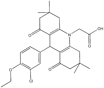 (9-(3-chloro-4-ethoxyphenyl)-3,3,6,6-tetramethyl-1,8-dioxo-2,3,4,5,6,7,8,9-octahydro-10(1H)-acridinyl)acetic acid Struktur