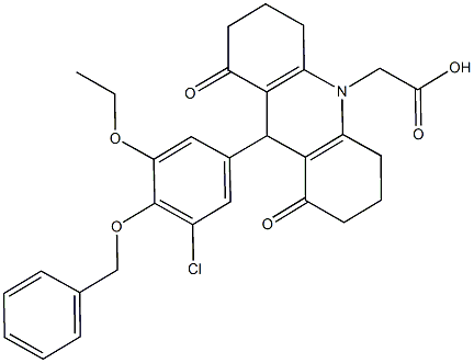 (9-[4-(benzyloxy)-3-chloro-5-ethoxyphenyl]-1,8-dioxo-2,3,4,5,6,7,8,9-octahydro-10(1H)-acridinyl)acetic acid Struktur