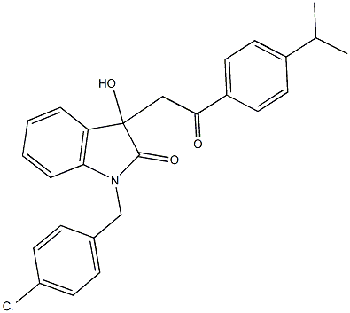 1-(4-chlorobenzyl)-3-hydroxy-3-[2-(4-isopropylphenyl)-2-oxoethyl]-1,3-dihydro-2H-indol-2-one Struktur