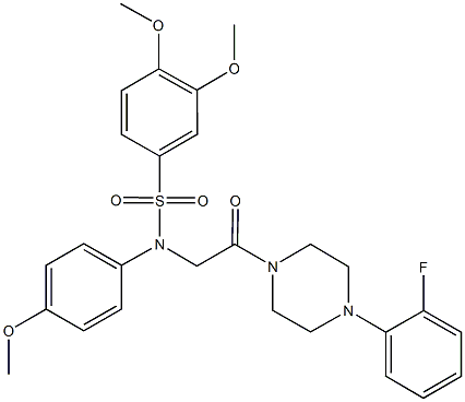 N-{2-[4-(2-fluorophenyl)-1-piperazinyl]-2-oxoethyl}-3,4-dimethoxy-N-(4-methoxyphenyl)benzenesulfonamide Struktur