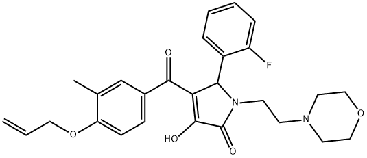 4-[4-(allyloxy)-3-methylbenzoyl]-5-(2-fluorophenyl)-3-hydroxy-1-(2-morpholin-4-ylethyl)-1,5-dihydro-2H-pyrrol-2-one Struktur