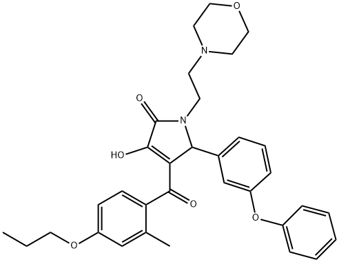 3-hydroxy-4-(2-methyl-4-propoxybenzoyl)-1-(2-morpholin-4-ylethyl)-5-(3-phenoxyphenyl)-1,5-dihydro-2H-pyrrol-2-one Struktur