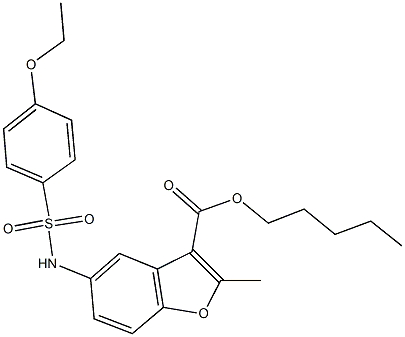 pentyl 5-{[(4-ethoxyphenyl)sulfonyl]amino}-2-methyl-1-benzofuran-3-carboxylate Struktur