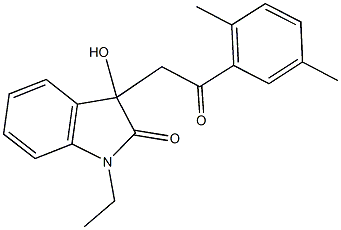 3-[2-(2,5-dimethylphenyl)-2-oxoethyl]-1-ethyl-3-hydroxy-1,3-dihydro-2H-indol-2-one Struktur