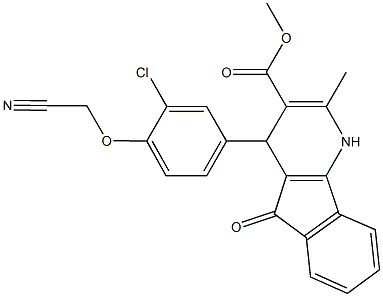 methyl 4-[3-chloro-4-(cyanomethoxy)phenyl]-2-methyl-5-oxo-4,5-dihydro-1H-indeno[1,2-b]pyridine-3-carboxylate Struktur