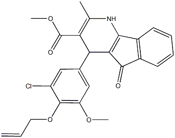 methyl 4-[4-(allyloxy)-3-chloro-5-methoxyphenyl]-2-methyl-5-oxo-4,5-dihydro-1H-indeno[1,2-b]pyridine-3-carboxylate Struktur