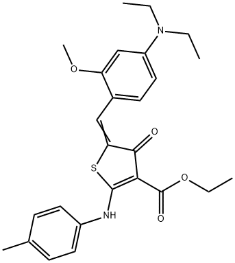 ethyl 5-[4-(diethylamino)-2-methoxybenzylidene]-4-oxo-2-(4-toluidino)-4,5-dihydro-3-thiophenecarboxylate Struktur