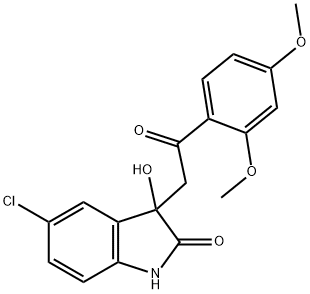 5-chloro-3-[2-(2,4-dimethoxyphenyl)-2-oxoethyl]-3-hydroxy-1,3-dihydro-2H-indol-2-one Struktur