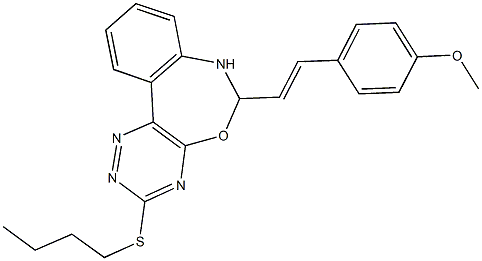 4-{2-[3-(butylsulfanyl)-6,7-dihydro[1,2,4]triazino[5,6-d][3,1]benzoxazepin-6-yl]vinyl}phenyl methyl ether Struktur