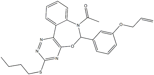 3-[7-acetyl-3-(butylsulfanyl)-6,7-dihydro[1,2,4]triazino[5,6-d][3,1]benzoxazepin-6-yl]phenyl allyl ether Struktur