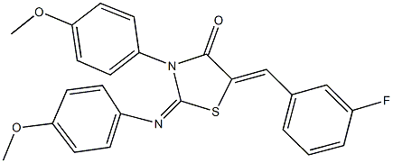 5-(3-fluorobenzylidene)-3-(4-methoxyphenyl)-2-[(4-methoxyphenyl)imino]-1,3-thiazolidin-4-one Struktur