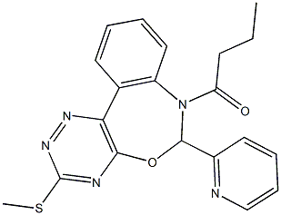 7-butyryl-3-(methylsulfanyl)-6-(2-pyridinyl)-6,7-dihydro[1,2,4]triazino[5,6-d][3,1]benzoxazepine Struktur