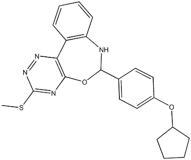 6-[4-(cyclopentyloxy)phenyl]-3-(methylsulfanyl)-6,7-dihydro[1,2,4]triazino[5,6-d][3,1]benzoxazepine Struktur