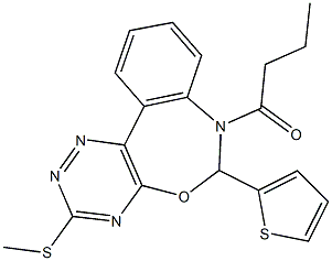 7-butyryl-3-(methylsulfanyl)-6-thien-2-yl-6,7-dihydro[1,2,4]triazino[5,6-d][3,1]benzoxazepine Struktur