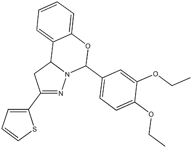 5-(3,4-diethoxyphenyl)-2-(2-thienyl)-1,10b-dihydropyrazolo[1,5-c][1,3]benzoxazine Struktur