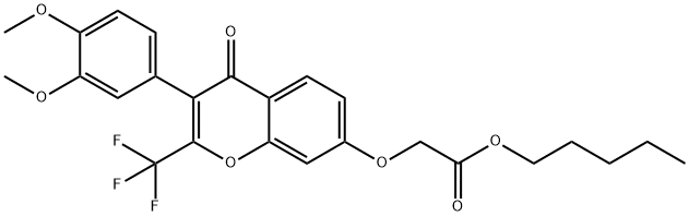 pentyl {[3-(3,4-dimethoxyphenyl)-4-oxo-2-(trifluoromethyl)-4H-chromen-7-yl]oxy}acetate Struktur