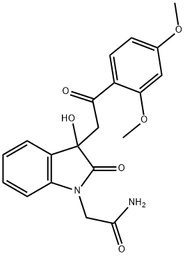 2-{3-[2-(2,4-dimethoxyphenyl)-2-oxoethyl]-3-hydroxy-2-oxo-2,3-dihydro-1H-indol-1-yl}acetamide Struktur