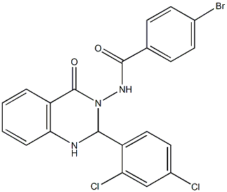 4-bromo-N-(2-(2,4-dichlorophenyl)-4-oxo-1,4-dihydro-3(2H)-quinazolinyl)benzamide Struktur