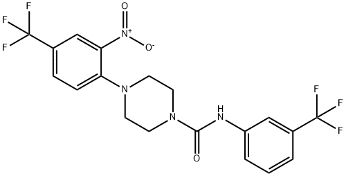 4-[2-nitro-4-(trifluoromethyl)phenyl]-N-[3-(trifluoromethyl)phenyl]-1-piperazinecarboxamide Struktur