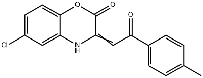 6-chloro-3-[2-(4-methylphenyl)-2-oxoethylidene]-3,4-dihydro-2H-1,4-benzoxazin-2-one Struktur