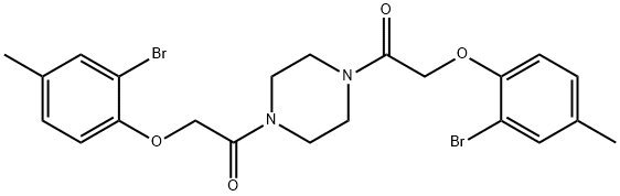 1,4-bis[(2-bromo-4-methylphenoxy)acetyl]piperazine Struktur