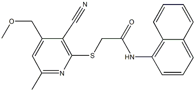 2-({3-cyano-6-methyl-4-[(methyloxy)methyl]pyridin-2-yl}sulfanyl)-N-naphthalen-1-ylacetamide Struktur