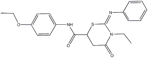 N-(4-ethoxyphenyl)-3-ethyl-4-oxo-2-(phenylimino)-1,3-thiazinane-6-carboxamide Struktur