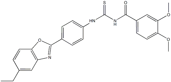 N-(3,4-dimethoxybenzoyl)-N'-[4-(5-ethyl-1,3-benzoxazol-2-yl)phenyl]thiourea Struktur