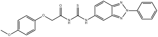 N-[(4-methoxyphenoxy)acetyl]-N'-(2-phenyl-2H-1,2,3-benzotriazol-5-yl)thiourea Struktur