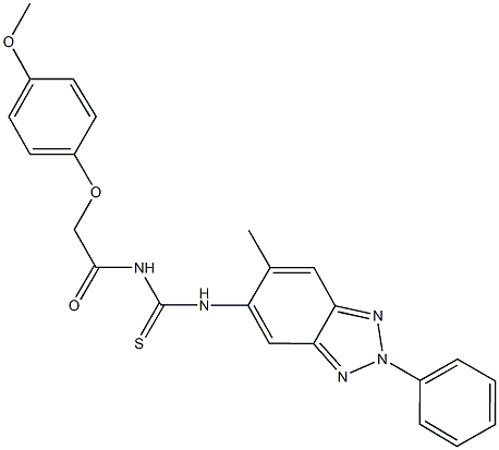 N-[(4-methoxyphenoxy)acetyl]-N'-(6-methyl-2-phenyl-2H-1,2,3-benzotriazol-5-yl)thiourea Struktur