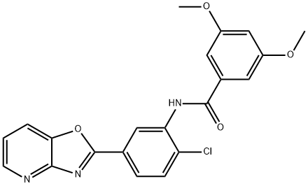 N-(2-chloro-5-[1,3]oxazolo[4,5-b]pyridin-2-ylphenyl)-3,5-dimethoxybenzamide Struktur