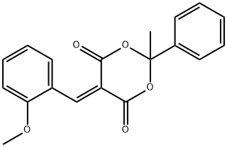 5-(2-methoxybenzylidene)-2-methyl-2-phenyl-1,3-dioxane-4,6-dione Struktur