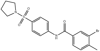 3-bromo-4-methyl-N-[4-(pyrrolidin-1-ylsulfonyl)phenyl]benzamide Struktur