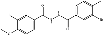 3-bromo-N'-(3-iodo-4-methoxybenzoyl)-4-methylbenzohydrazide Struktur