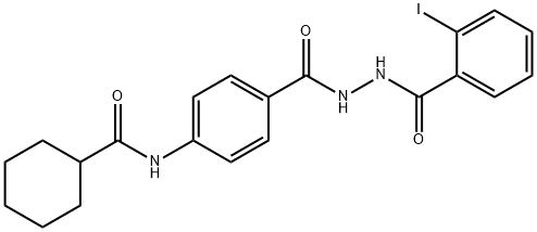 N-(4-{[2-(2-iodobenzoyl)hydrazino]carbonyl}phenyl)cyclohexanecarboxamide Struktur