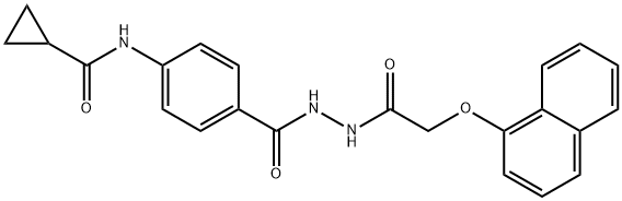 N-[4-({2-[(1-naphthyloxy)acetyl]hydrazino}carbonyl)phenyl]cyclopropanecarboxamide Struktur