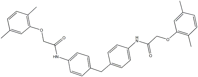 2-(2,5-dimethylphenoxy)-N-[4-(4-{[(2,5-dimethylphenoxy)acetyl]amino}benzyl)phenyl]acetamide Struktur