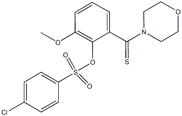 2-methoxy-6-(4-morpholinylcarbothioyl)phenyl 4-chlorobenzenesulfonate Struktur