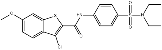 3-chloro-N-{4-[(diethylamino)sulfonyl]phenyl}-6-methoxy-1-benzothiophene-2-carboxamide Struktur